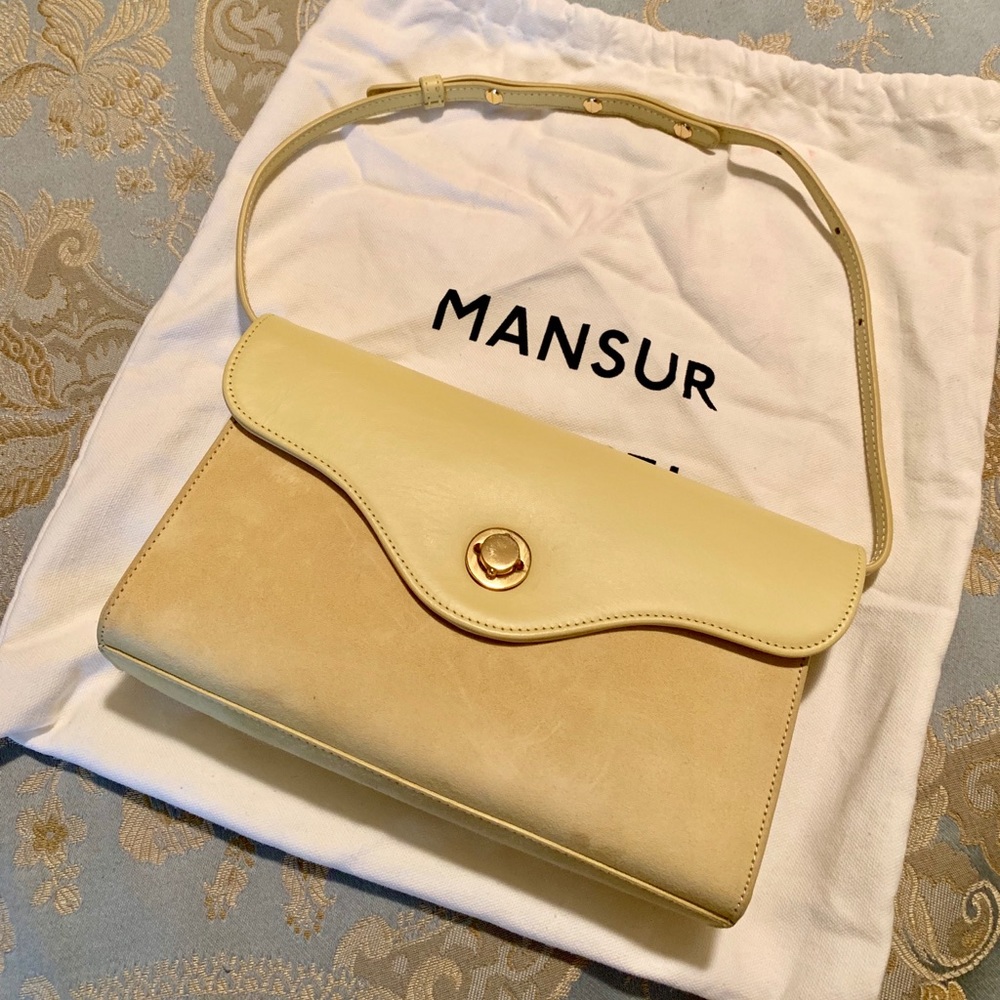 NEW Mansur Gavriel Yellow Baguette in Calf & Suede